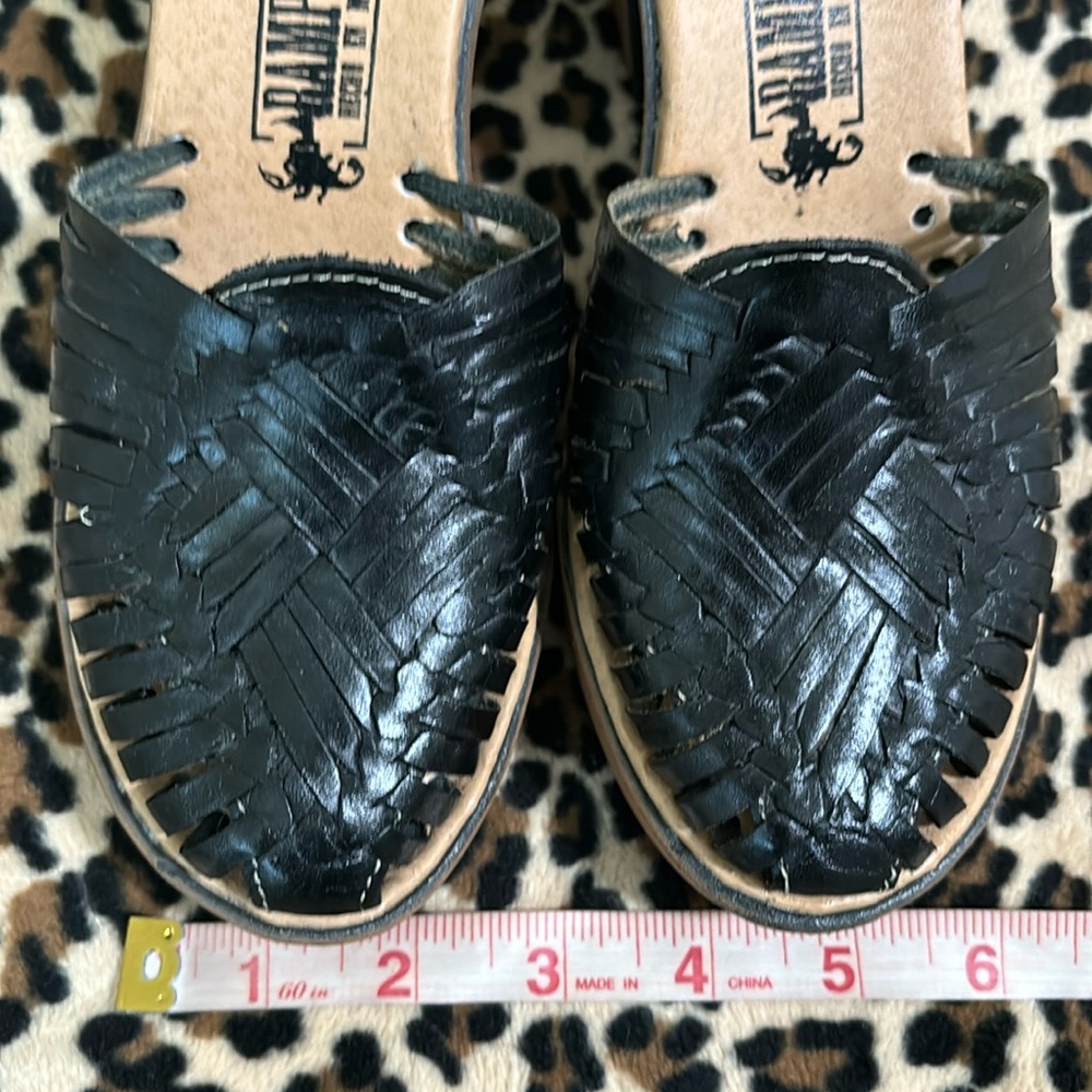 Black Leather Heeled Sandals - Picture 7 of 13